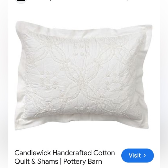Pottery Barn White Candlewick  Quilted Cotton Queen Comforter with one King Sham - Picture 9 of 9